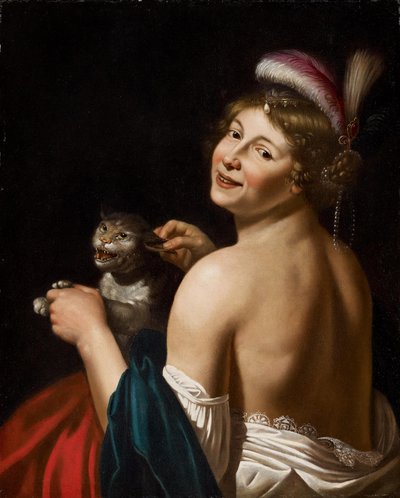 A Courtesan Pulling a Cat